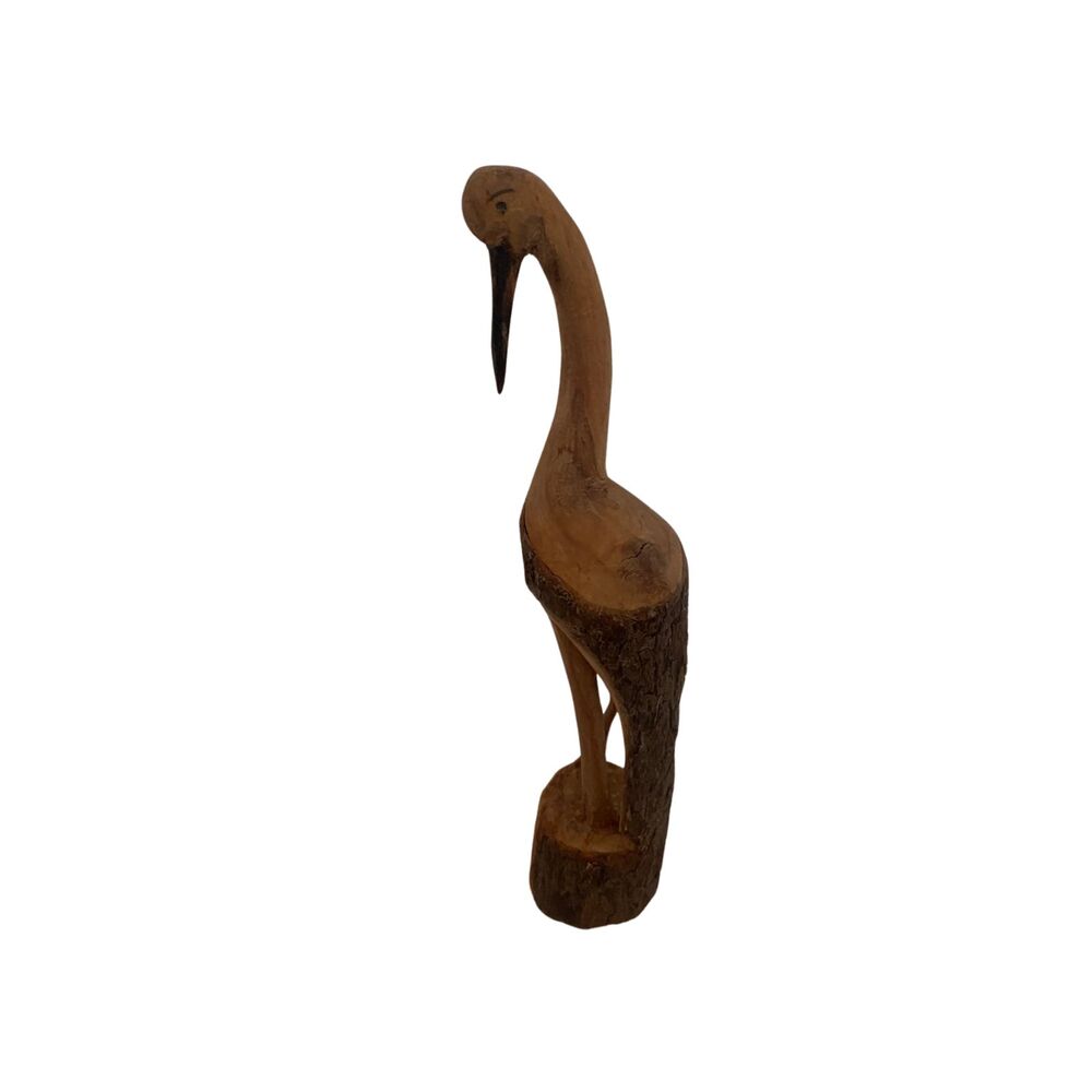 Mulga Wood Jabiru Crane Sculpture Whole Branch Raw Edge Hand Carved 15”